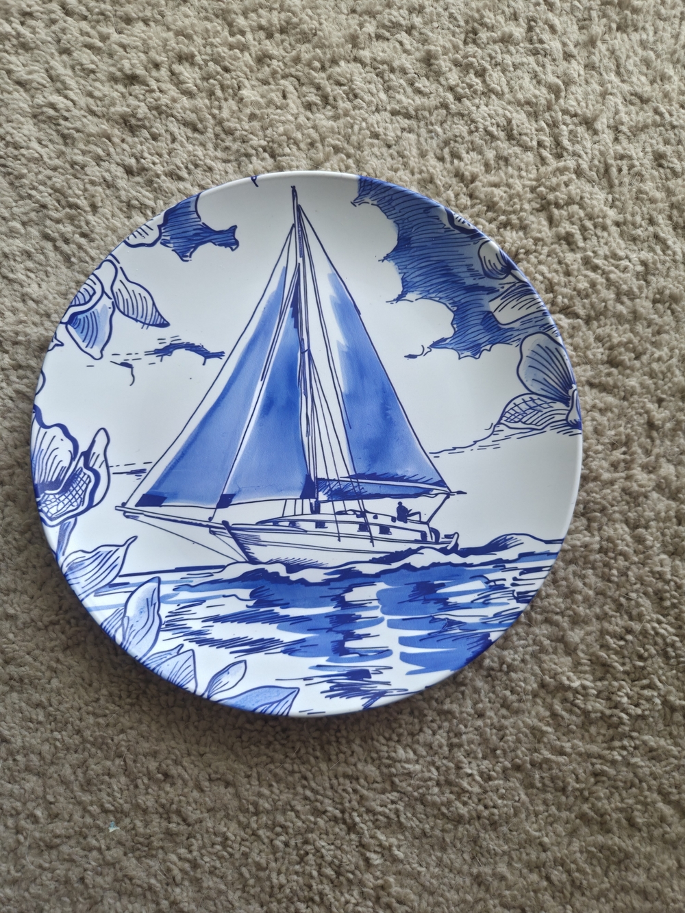 Blue Sailboat Decorative Plate
